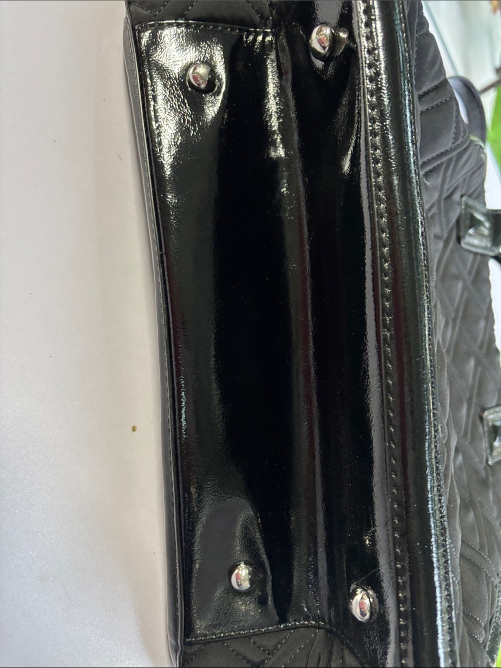 Vera Bradley Black Quilted Satchel with Patent Trim - Picture 4 of 11